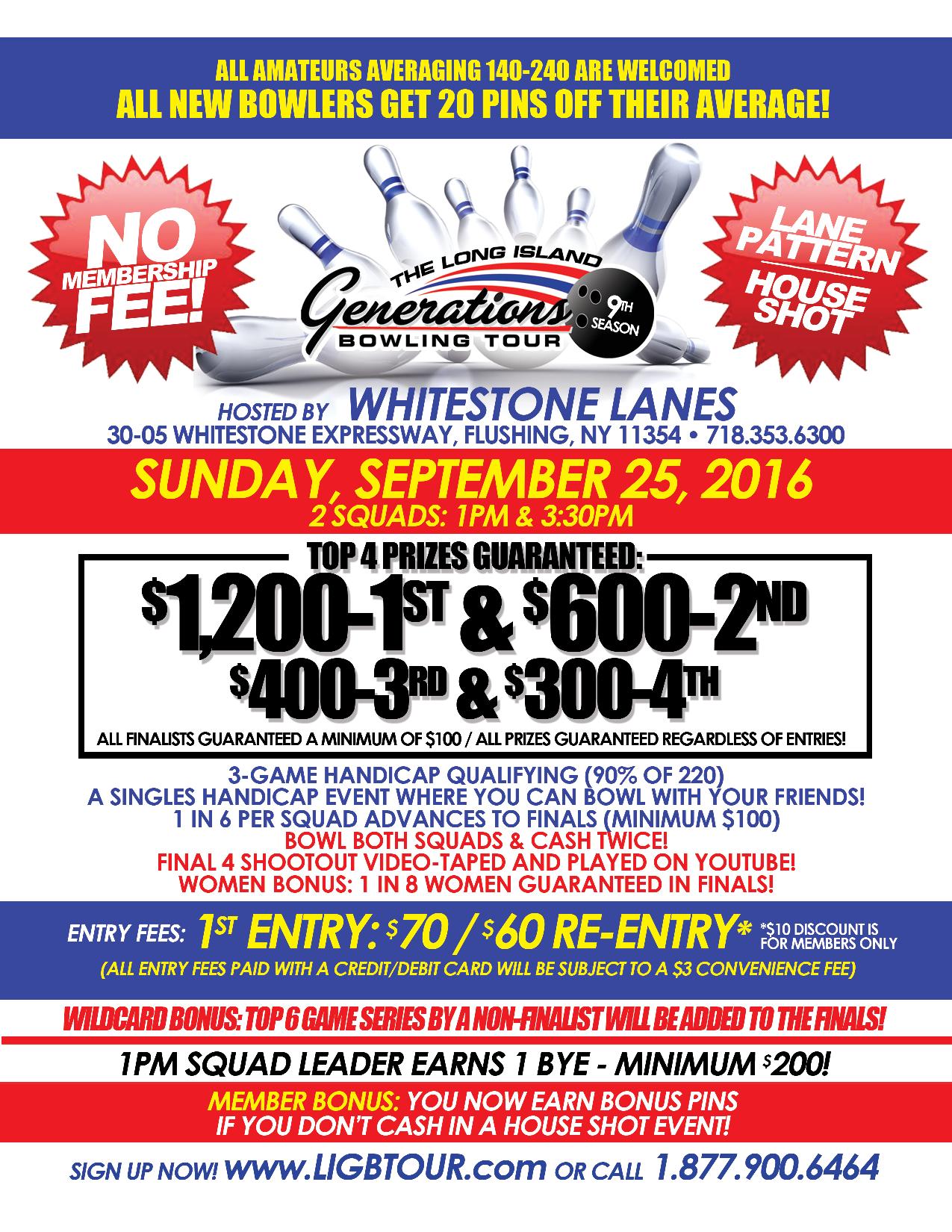 Handicap Bowling tournament Long Island